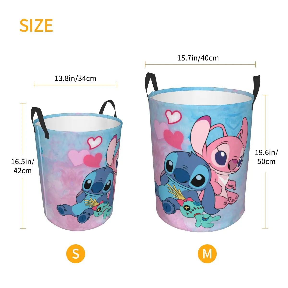 Custom Stitch Angel Laundry Hamper Large Clothes Storage Basket Disney Anime Toy Bin Organizer for Kids 6