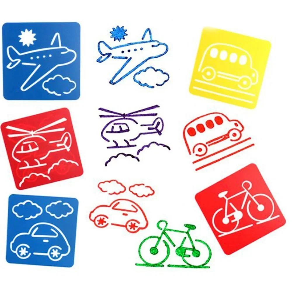 Montessori Kids Drawing Toys Animal Car DIY Painting Template Stencils Art Craft Learning Toys Educational Toy for Children Gift 2