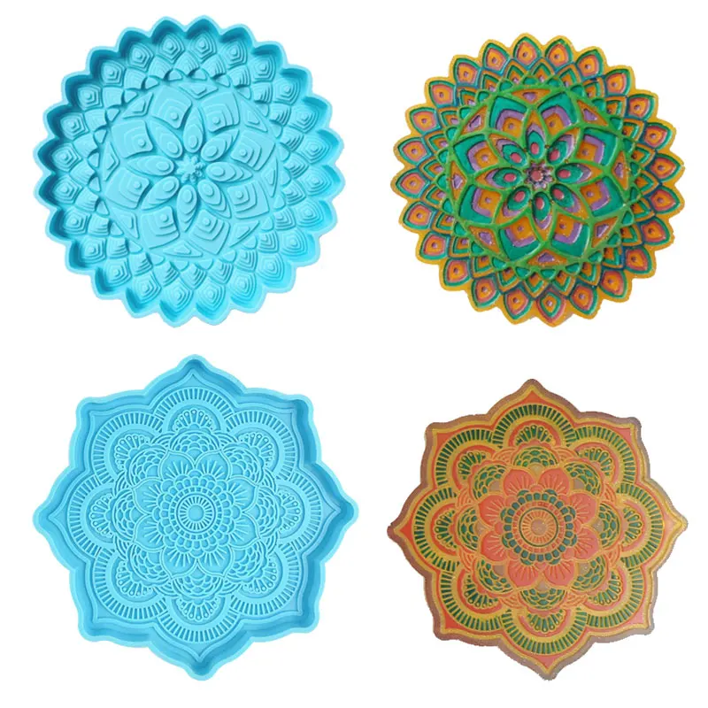 Creative Mandala Round Coaster Silicone Mold DIY Water Cup Tea Cup Crystal Epoxy Resin Coaster Mold Craft Accessories