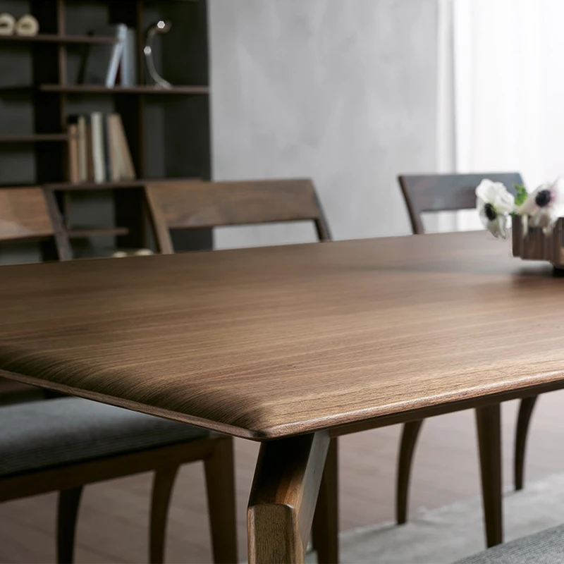 

North American black walnut table Nordic all-solid wood Italian minimalist restaurant furniture light luxury table