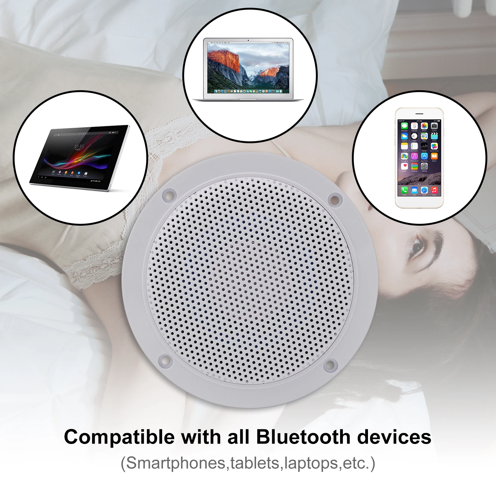 4 Inches Waterproof Marine Bluetooth Ceiling Speakers For Bathroom Kitchen Home Outdoor Camper Golf Cart Boat With Flush Mount