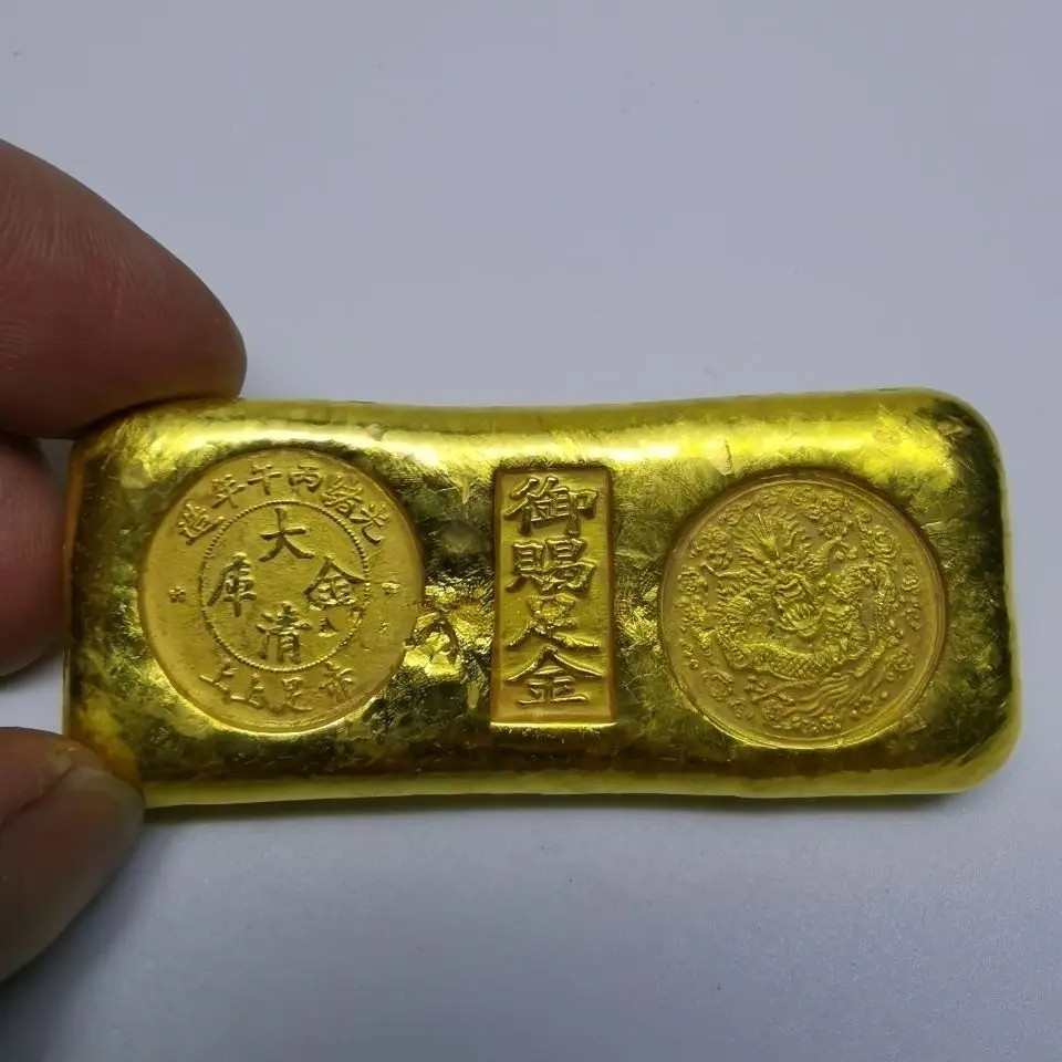 

Special price for Republic of China gold ingots, bars, Qing Dynasty bars, ingots, brass gilded, Republic