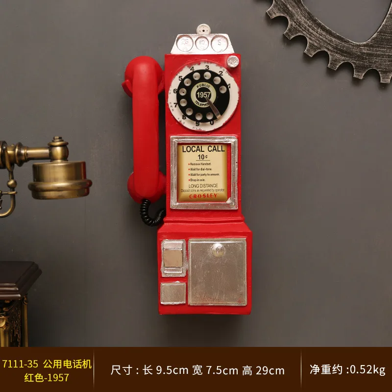 Retro Resin Telephone Set, Creative Wall Decoration for Vintage Enthusiasts