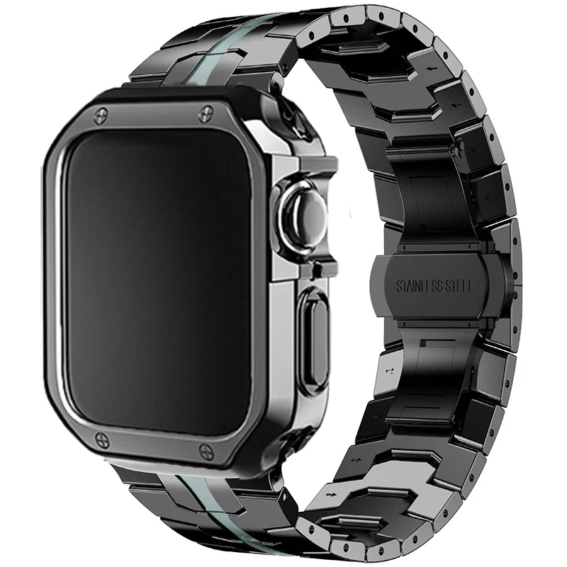Premium Stainless Steel Watch Band and Protective TPU Cover Set