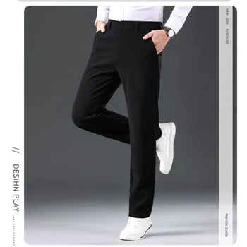 Pantaloni da lavoro dritti larghi autunnali da uomo in velluto a coste Pantaloni casual a vita media per papà 1