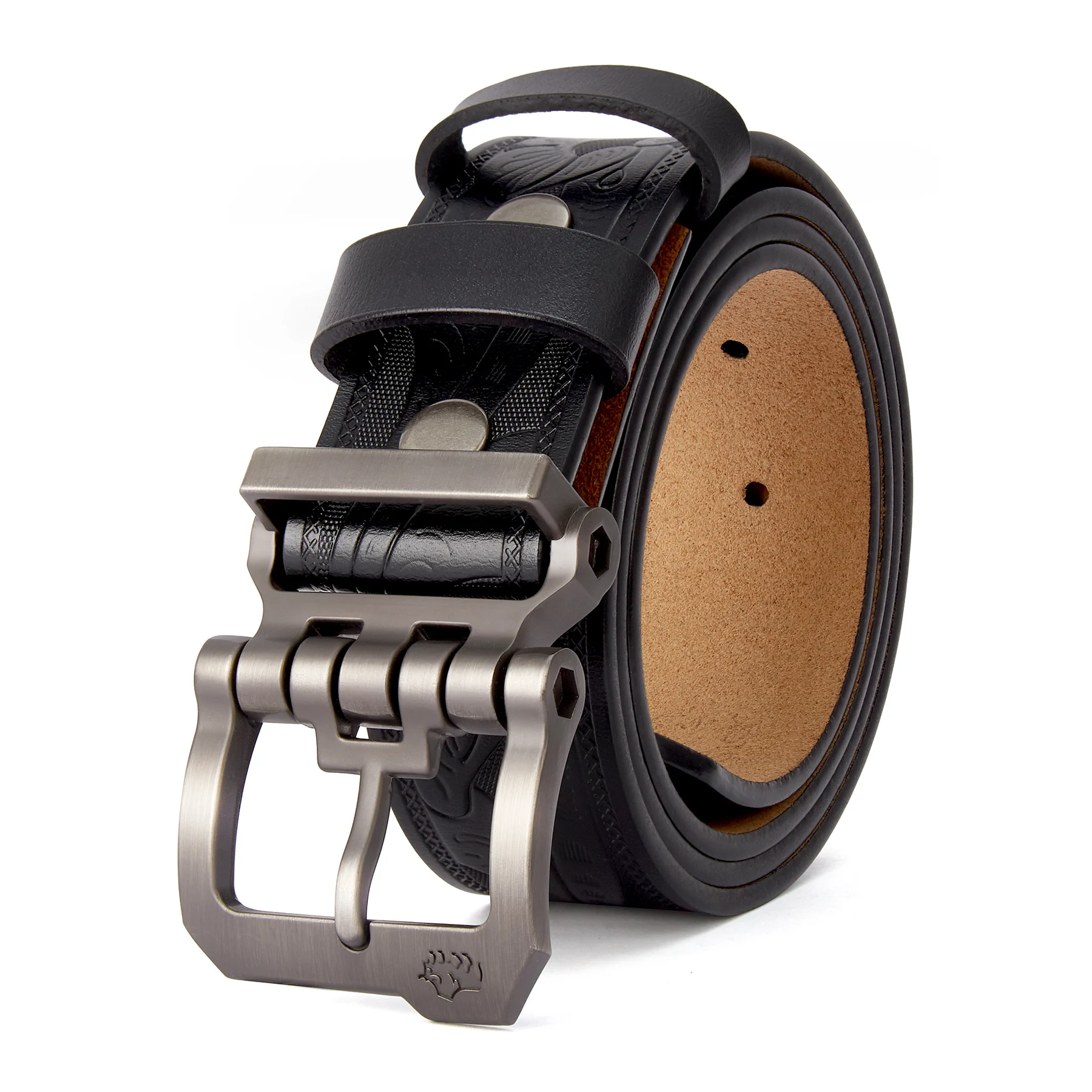 Genuine Leather Men's Vintage Belt with Luxury Pin Buckle