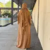 Abaya and Khimar Set Jilbab 2 Piece Ramadan Long Hijab Dress Muslim Prayer Clothes Jilbabs for Women Turkey Islam Dubai Outfit