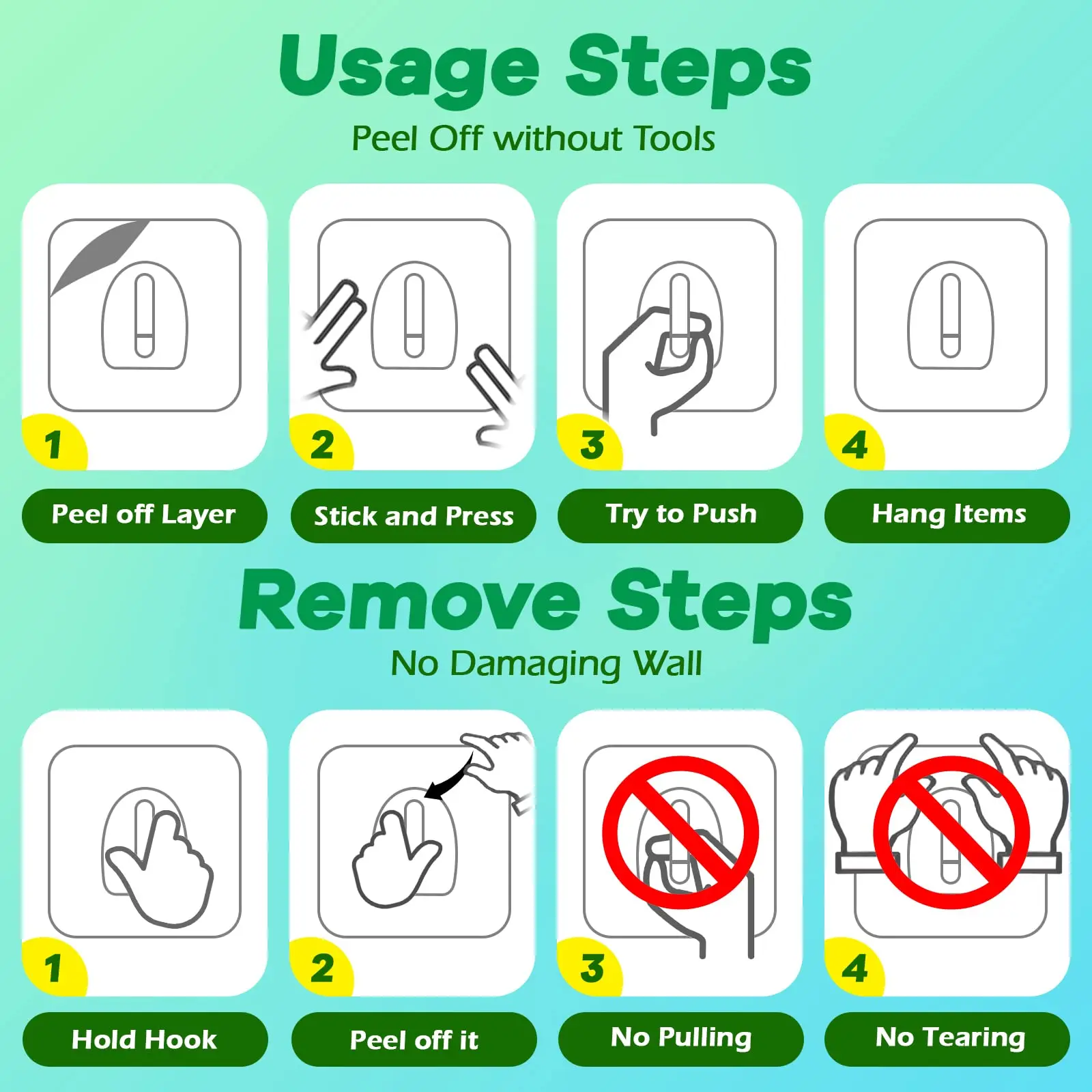 Plastic Hook Transparent Drill-Free Wall