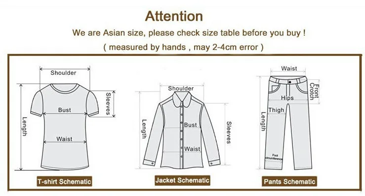 men jackets size chart