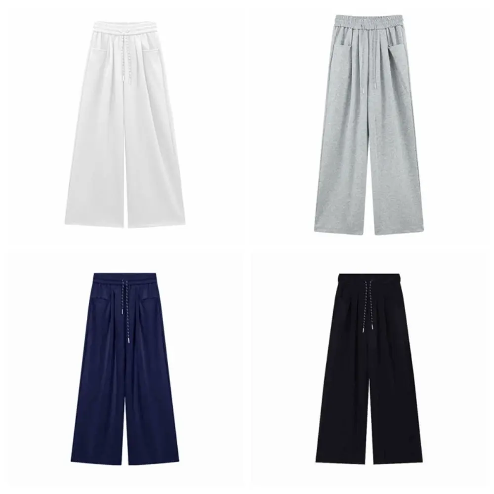 Breathable Drawstring Straight Leg Pants Loose Workout Trousers Casual Pants Women High Waist Autumn Wide Leg Pants Gym