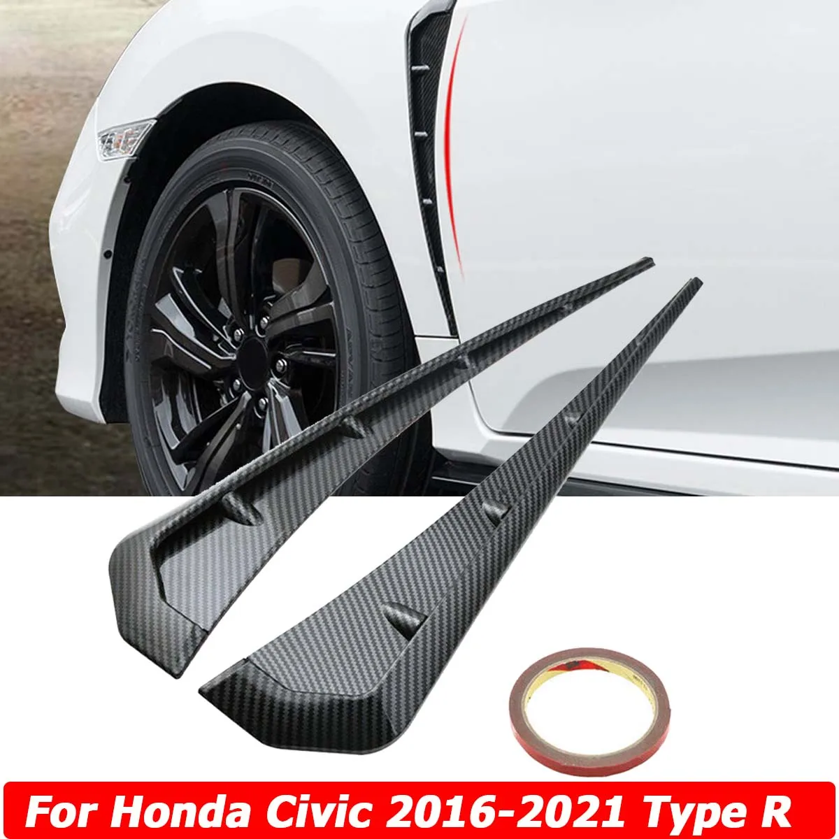 2 Pz/Set Side Fender Vent Cover Wing Air Vents Hood Adesivo Di Aspirazione Universale Per Honda Civic 2015-2021 Type R Accessori Per Auto