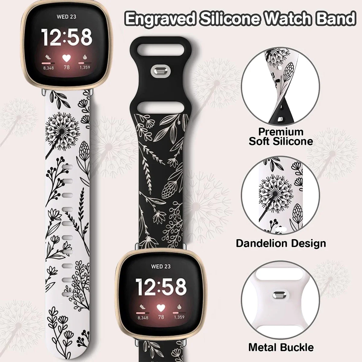 حزام سيليكون ناعم بلونين لساعة Fitbit Versa 4 3 2...