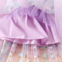 Robe d'été pour filles, motif papillon violet, en maille colorée, avec ailes, robe de princesse pour anniversaire, 3-8T, 2024 6
