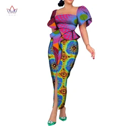 Dashiki Print African 2 Pieces Set Women Dress blouse Suit 2021 Autumn Clothing Maxi Robe Elegant Ladies Office Wears WY9368