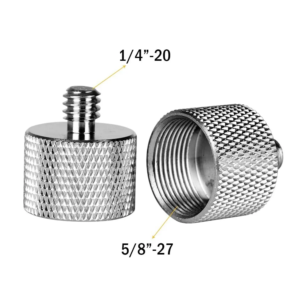 Mic Stand Adapter Microphone Screw 1/4'' Male to 5/8'' Female Mic Screw Adapter for Camera Monitor to Microphone Stand