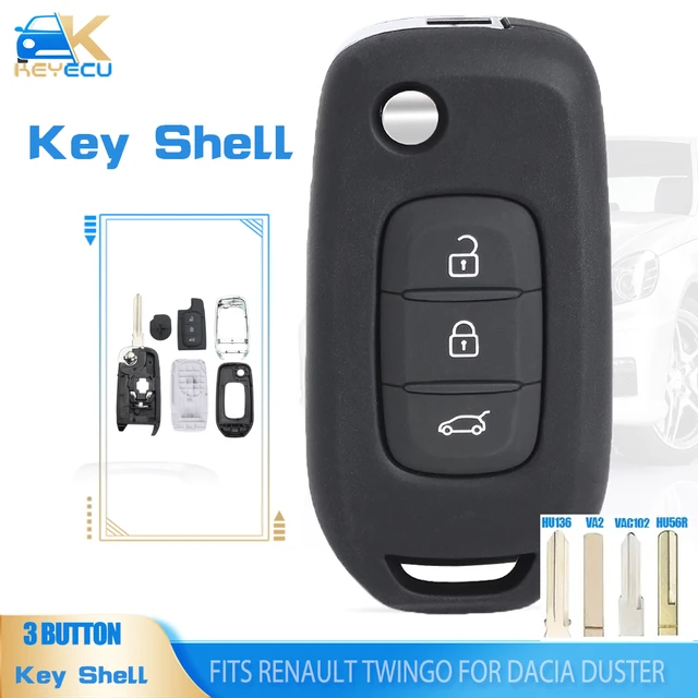 Keyecu Flip Remote Key Case Shell 3-Tasten-Anhänger für Renault Twingo für  Dacia Duster Sandero Symbol 2014-2018 - AliExpress