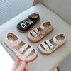 Girls Half Sandals 2024 Spring Summer Fashion New Kids Summer Shoes Leather with Metal Buckles Cut-outs Breathable Popular Soft 1