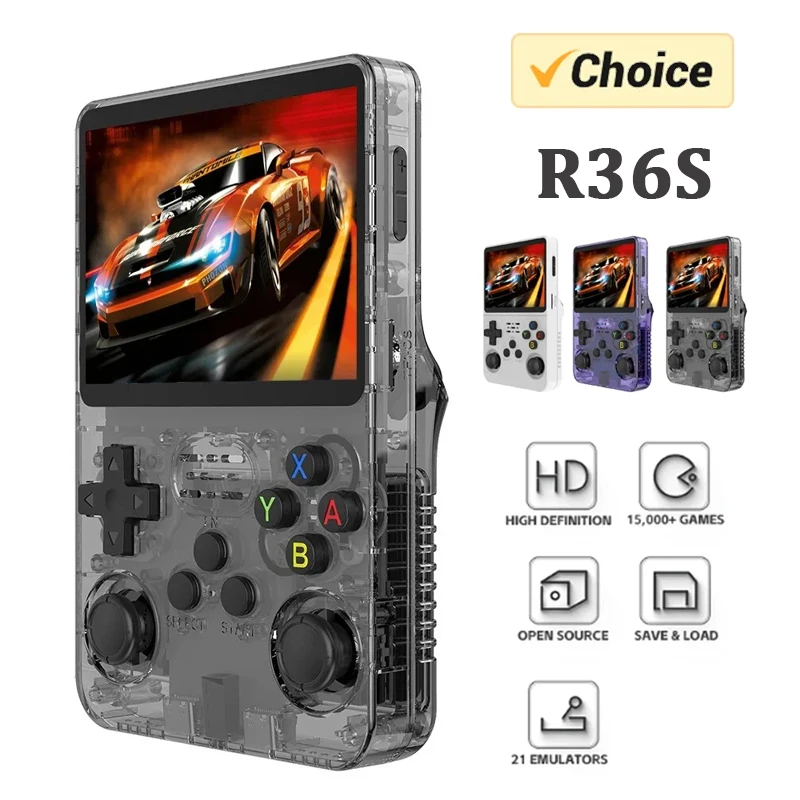 R36S Console de jeu vidéo rétro, écran IPS de 3,5, systèe Linux Open