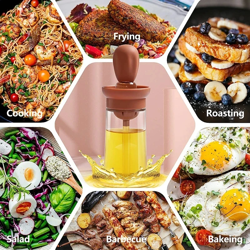 Kitchen Oil Bottle Silicone Brush BBQ Grill Dropper Olive Oil Dispenser Bottle Cooking Baking Barbecue Kitchen Accessories oil bottle brush,oil brush,oil bottle,silicone basting brush