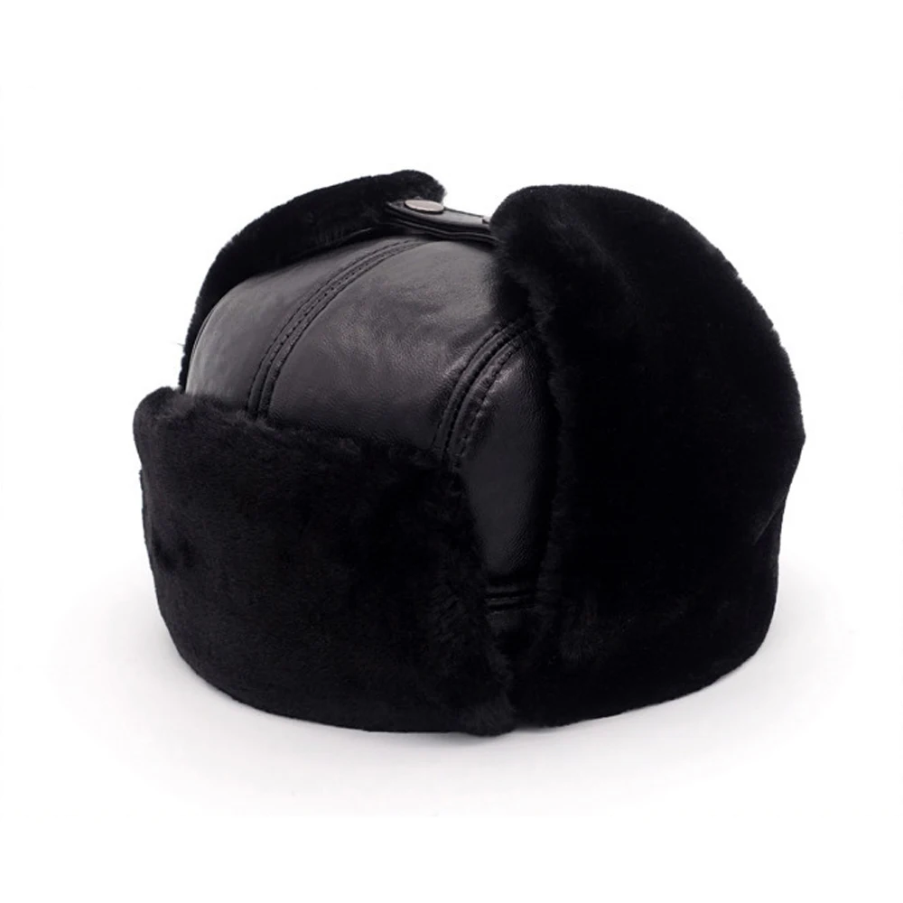 Mens hat Male Casual Winter Warm Sheepskin Leather Cap 100% Natural Real Sheepskin Leather Bomber Hats