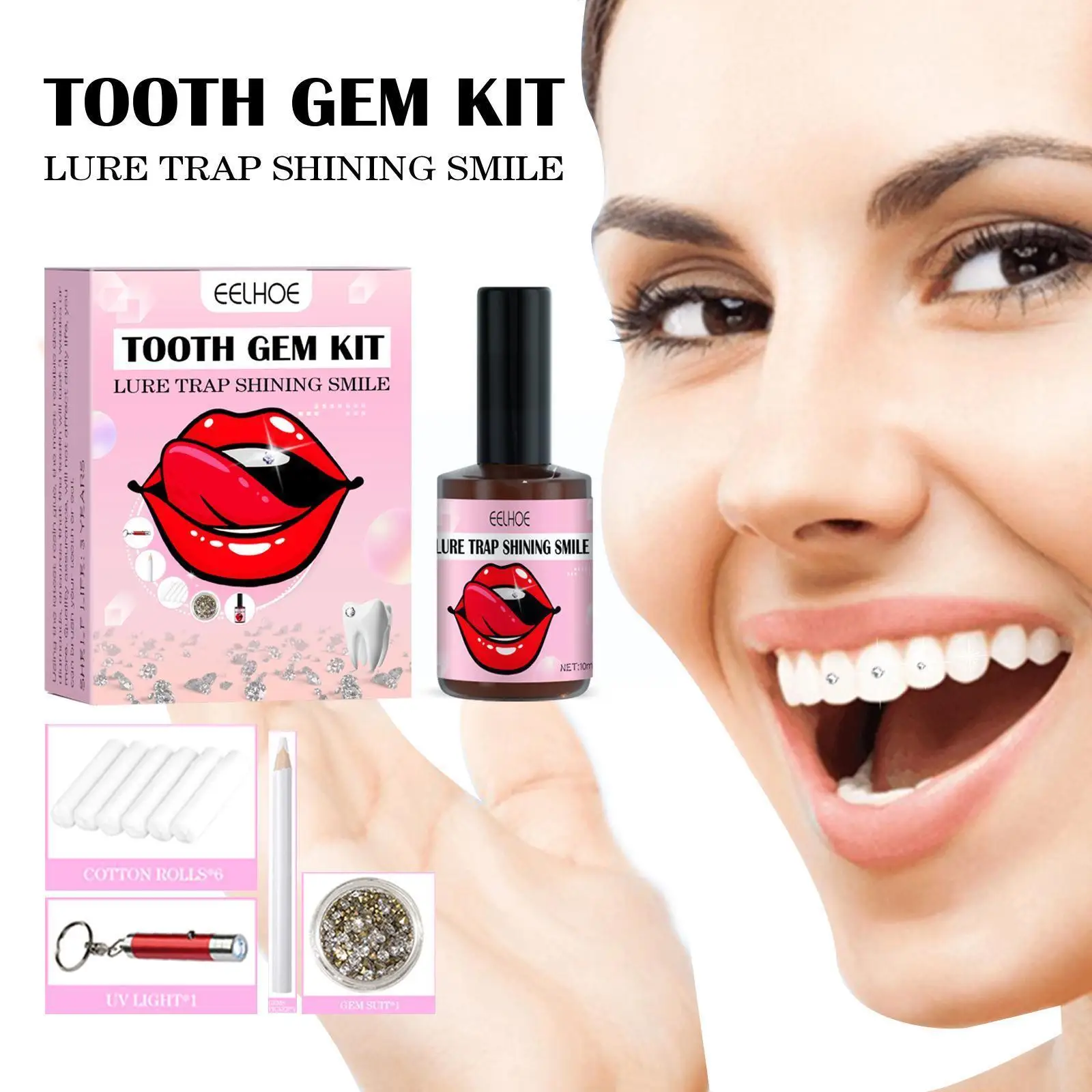 Health And Beauty Products Teeth Gem Kit DIY with Curing Light And Glue for  Reflective Teeth Decoration Gift Set