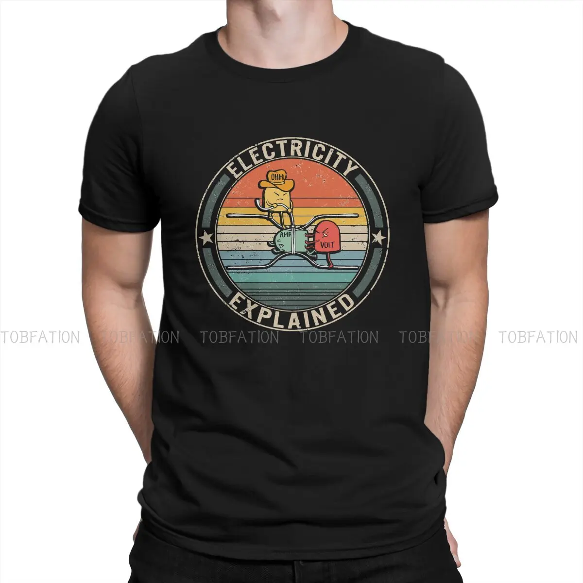

Electrical Engineering Electricity Funny Retro Explained Tshirt Black for Men Large T Shirt Harajuku Men's Tops Streetwear