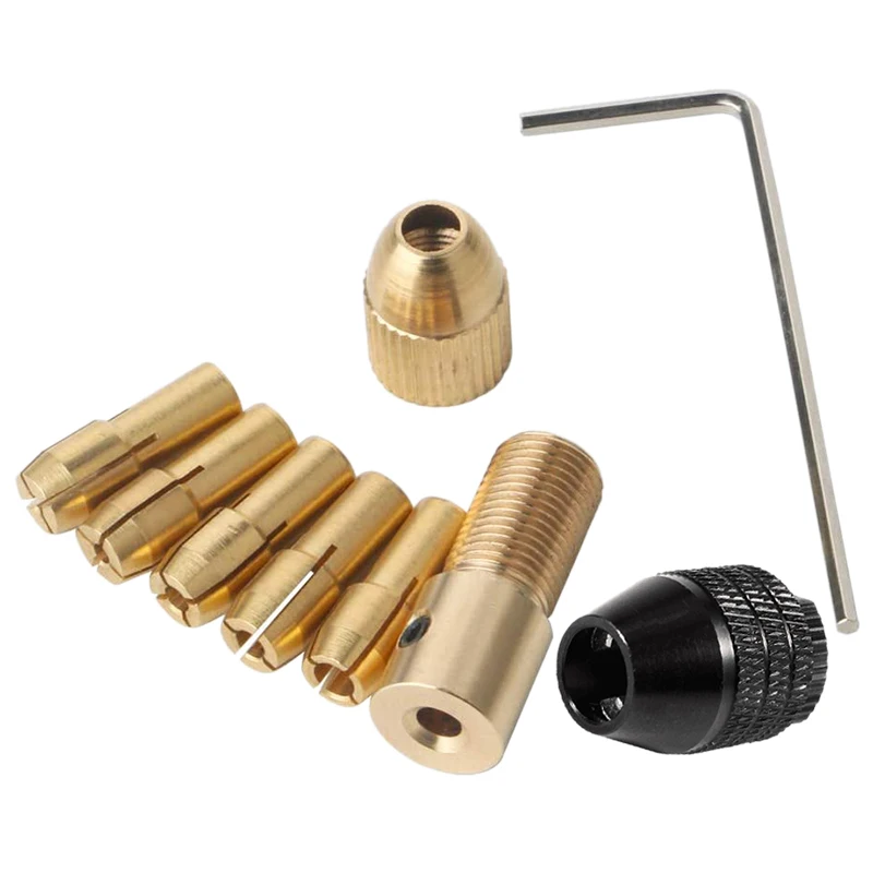 

9 Pieces 0.5-3mm Drill Chuck Collets Set with 3.17mm Chuck Clamp for Drill Folder Copper Cap Axis Drill Collet Tool Kit