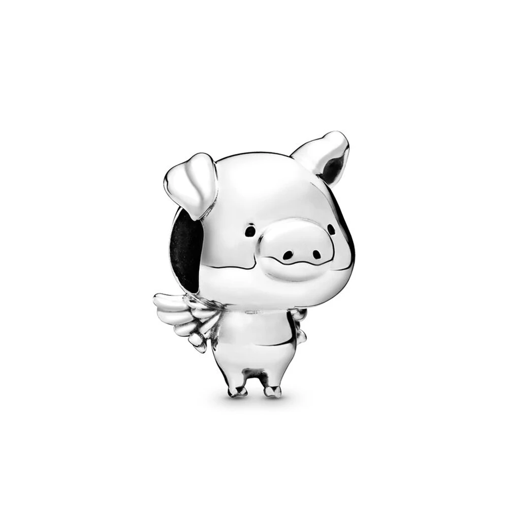 Autentico 925 Sterling Silver Bead Pippo The Flying Pig Charm Fit Pandora Women Bracciale Bangle Gift Gioielli Fai Da Te