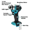 1/4 Inch Hex Brushless Electric Screwdriver 5-Speed Cordless Electric Drill Driver Power Tools For Makita 18V Battery 3
