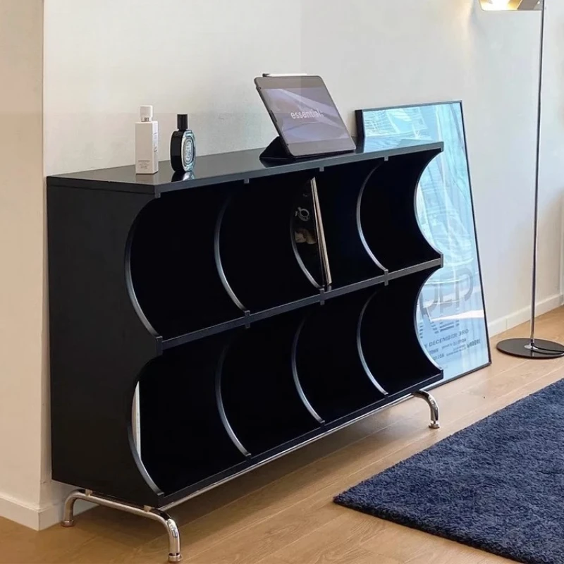 

Black bedside table, white medieval storage rack, TV stand, wave minimalist modern