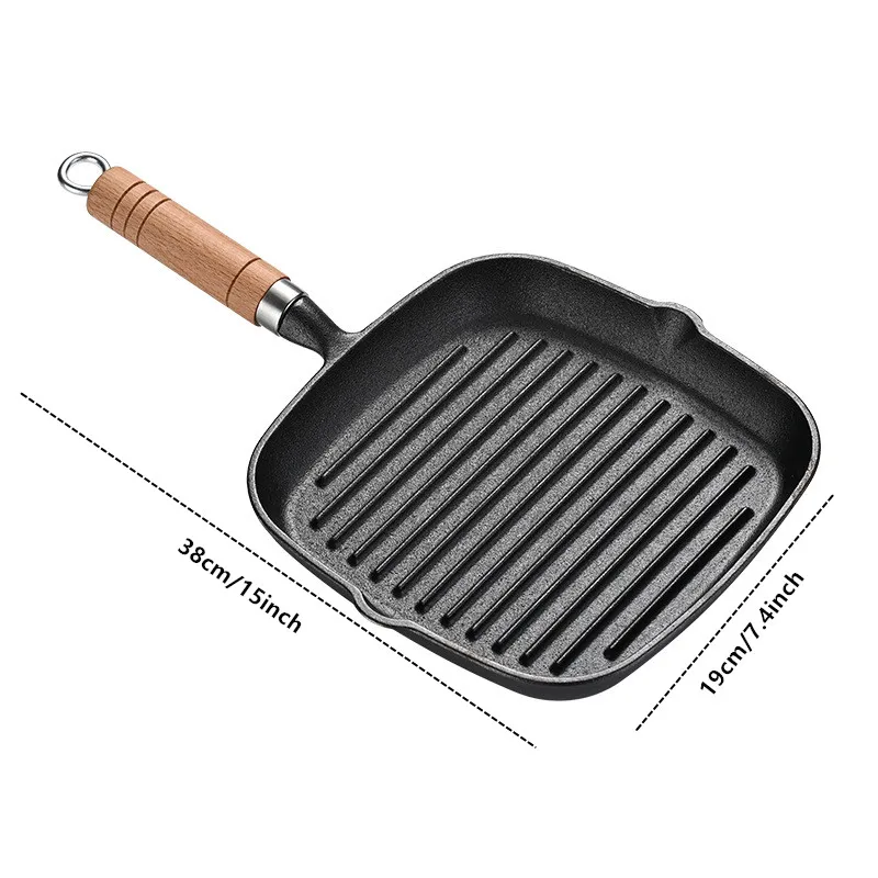 Steak Pan, Cast Iron Square Grill Pan, Skillet Pan With Handle, Stove Top  Griddle Pan For For Grilling, Frying, Sauteing, Cookware, Kitchenware,  Kitchen Items - Temu