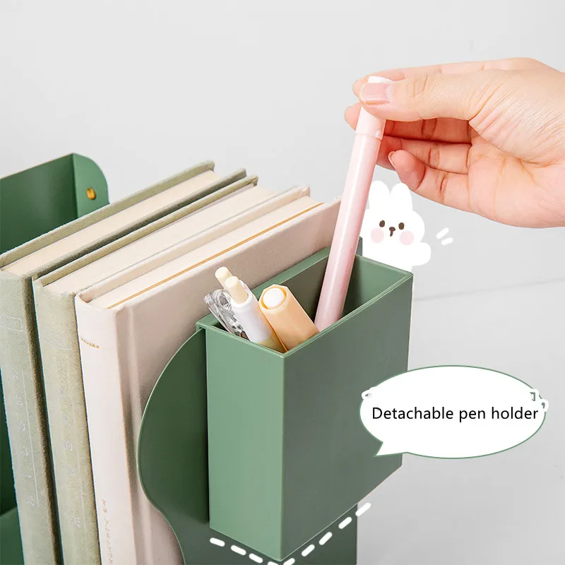 Retractable Book Stand With Pen Holder Student Desk Book Storage Rack Folding Baffle