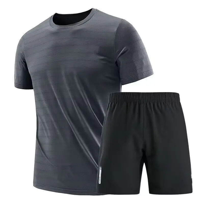 

New Arrival Sports Quick Dry Suit Men's Summer Tracksuits Handsome Shorts Two Pieces Set Short-sleeved T Shirt 2pcs Set B02