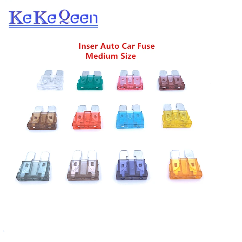 10Pcs/Lot Inser Auto Car Fuse 1A 2A 3A 5A 7.5A 10A 15A 20A 25A 30A 35A 40A ZINC Pins Mini Small Medium Size