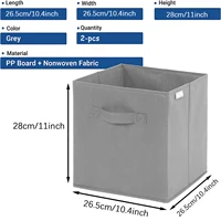 2pcs Collapsible Fabric Storage Cubes Organizer with Handles Cube Storage Baskets For Organizing 2