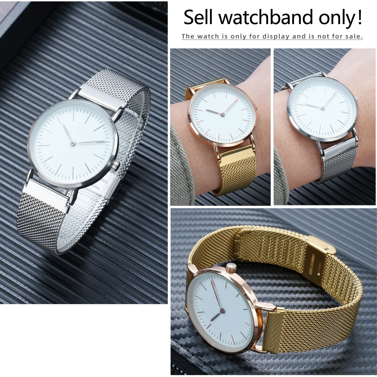 Elegant 18mm Milanese Mesh Stainless Steel Watch Strap - Black/Silver/Gold Bracelet