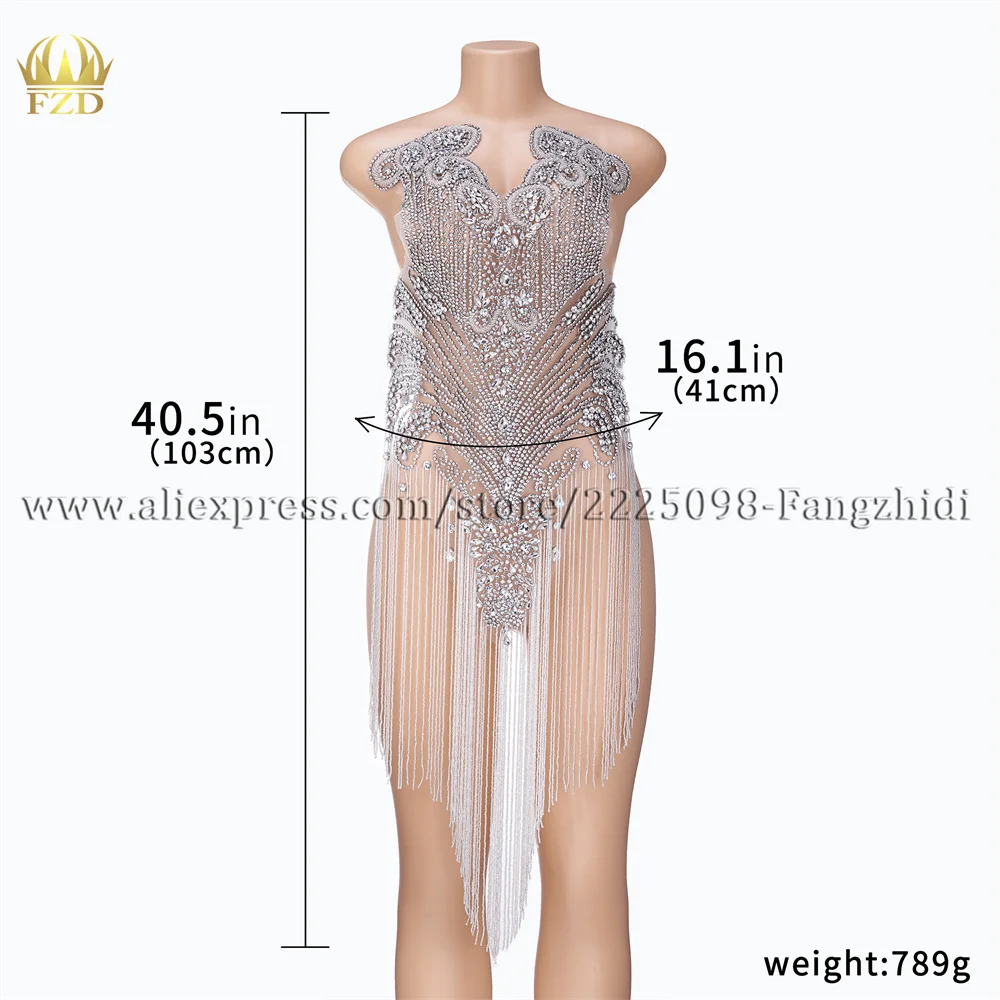 

FZD 1 шт. ручная работа Серебряная вышивка со стразами кристаллами бисером индивидуальная вышивка аппликация нашивка для шитья костюмов свадебного платья