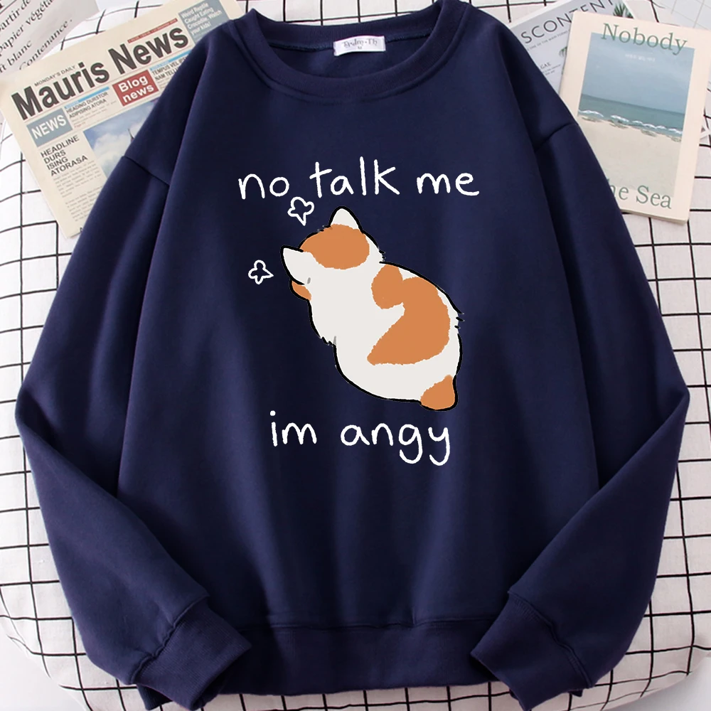 Angy Cat Print Women Sweatshirt