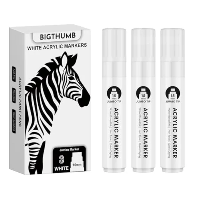 Thick Jumbo Poster Markers: 3 Pcs 15mm Wide Tip Large Acrylic Paint Pens Big Permanent Markers Calligraphy Marker for Rock Pain