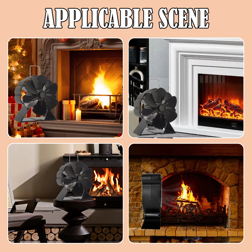 Heat Powered Stove Fan Eco Quiet 6 Blades Log Wood Burner Fireplace Fan Winter Warmer Home Efficient Heat Distribution stove fan