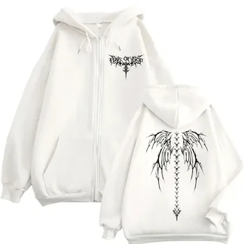 الهيكل العظمي طباعة سستة الدافئة الأزياء مقنعين البلوز الخريف الشتاء الرجال يندبروف سترة فضفاضة 2