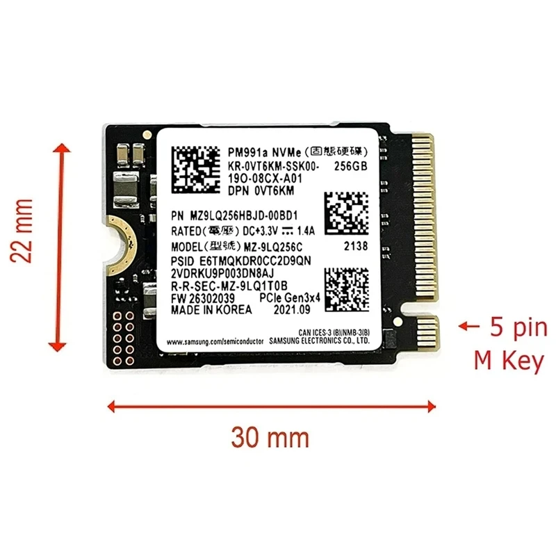 Internal Solid State Drive Original PM991a 1TB 512GB 256GB M.2 2230 PCIe3.0x4 NVME For Microsoft Surface Pro7+ SteamDeck