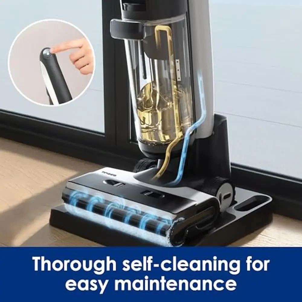 Cordless Wet Dry Vacuum Cleaner Smart Floor Cleaner Mop Long Run Time Dual-Sided Edge Cleaning Thorough Self-Cleaning Easy