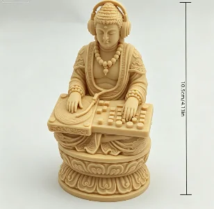 3D Printed DJ Buddha Figurine with Headphones - Creative Zen Desktop Decor Ornament & Party Gift