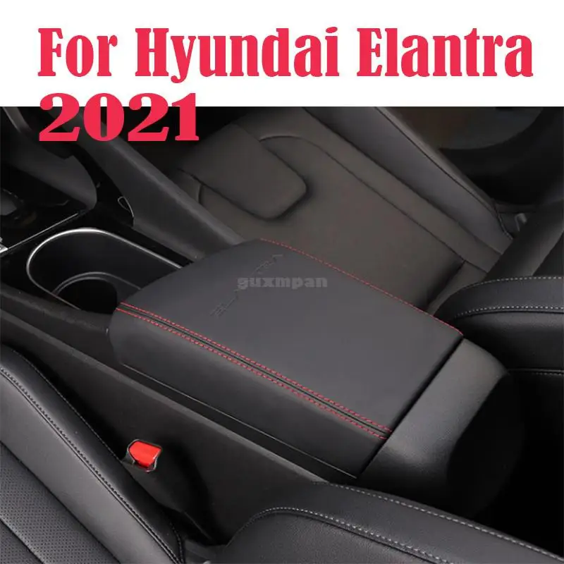 For Hyundai Elantra 2021 Car Center Control Armrest Box Microfiber Leather Trim Cover Car