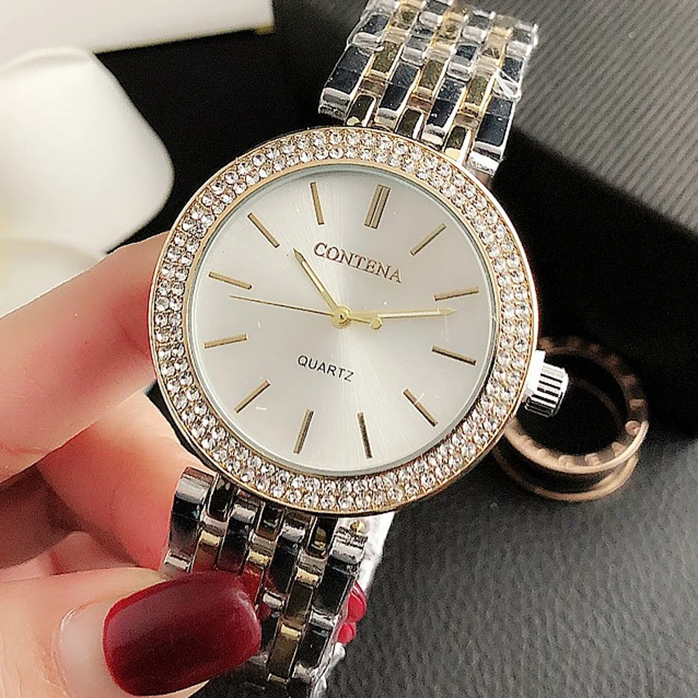 Luxury Rhinestone Watch Top Brand Women Watches Fashion Gold Women's Watches Stainless Steel Ladies Watch Clock Gifts for Women 4