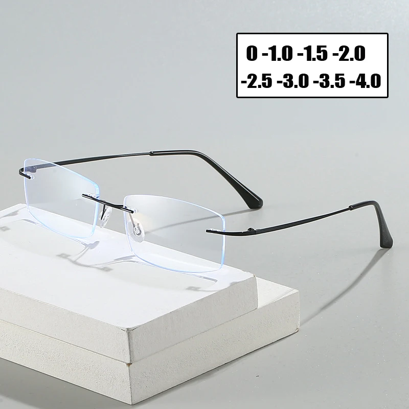Sleek Vintage Rimless Myopia Eyeglasses