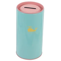 1Pc Children S Piggy Bank Metal Money Pot Coin Savings Box Iron Jar For Kids Room Cartoon Whale Design Square Shape Student Gift 1
