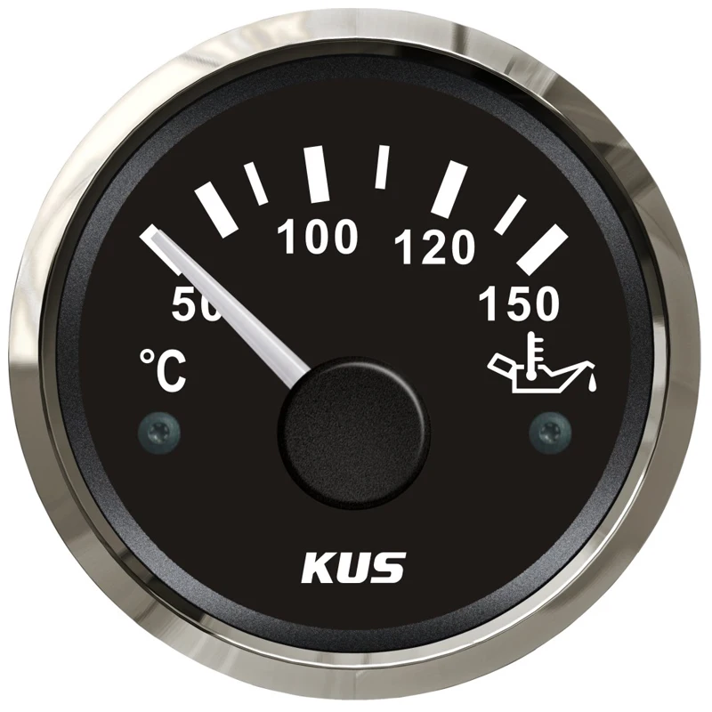 KUS Auto Pointer Oil Temp Gauges 52mm 50~150℃ Show Oil Temperature Meters 361-19ohm Input Signal with Yellow or Red Backlight