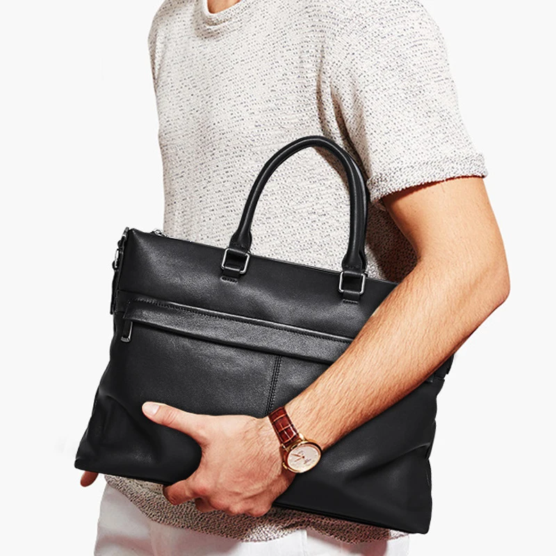 

AETOO New men's bag leather men's handbag cowhide computer bag 15.6 "business large capacity briefcase crossbody bag